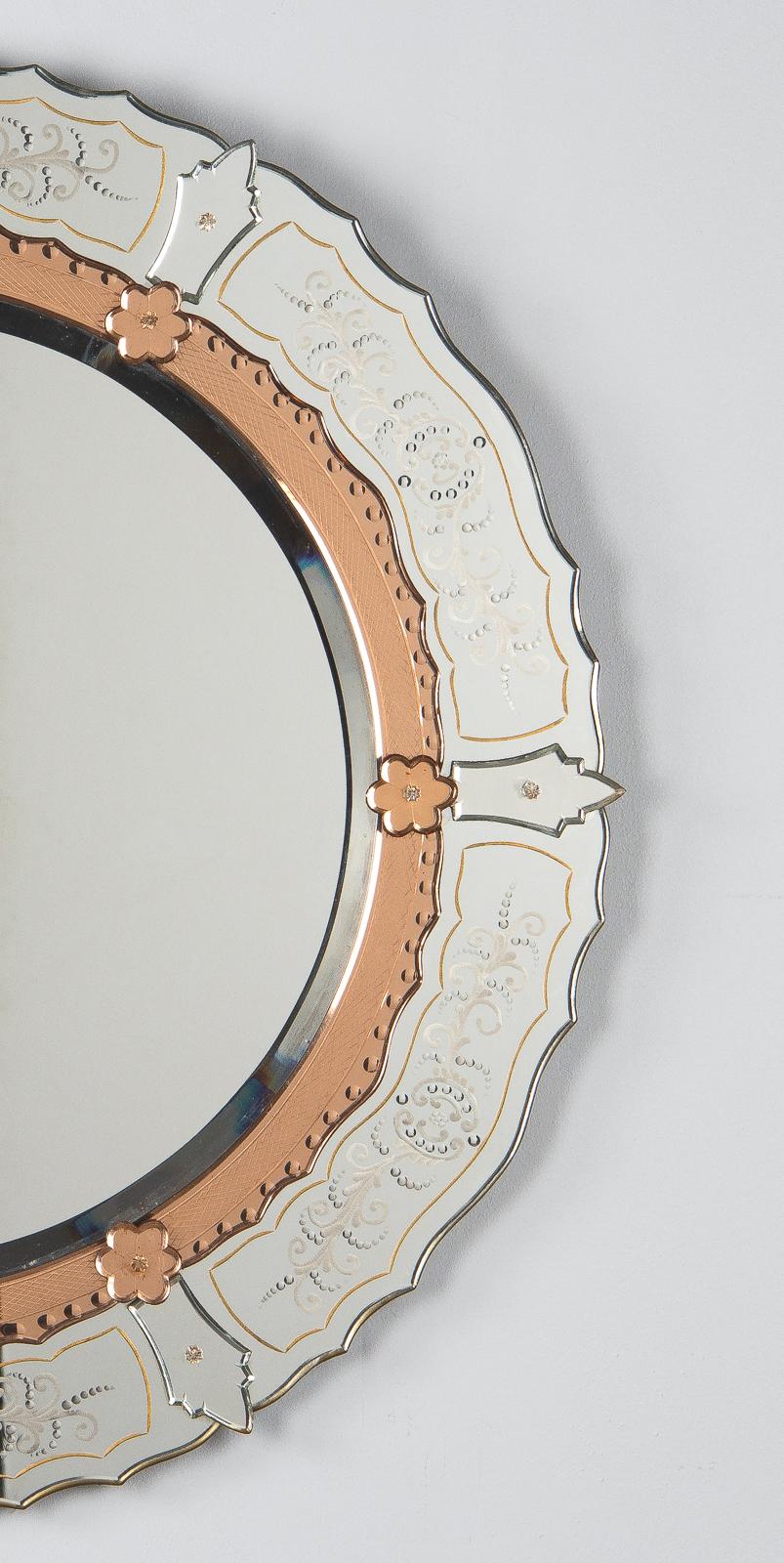 Mid-Century Modern Midcentury French Round Venetian Mirror For Sale