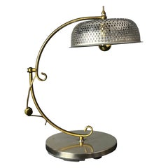 Midcentury French sculptural adjustable table lamp with perforated shade, 1960s