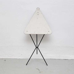 Mid-Century Modern French Folding Side Table, Metal, Circa 1960