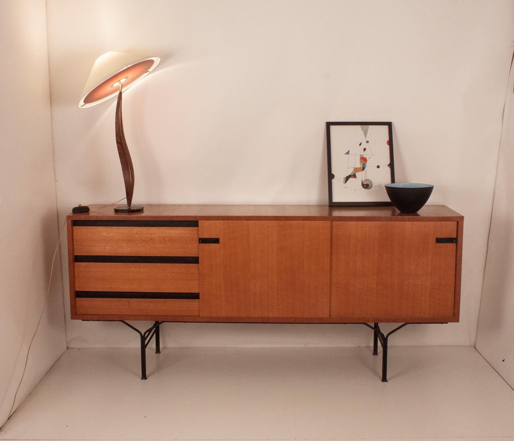 Midcentury French Sideboard by Gérard Guermonprez, Ash Veneer, 1950s 6