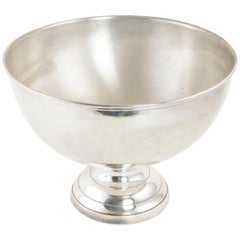 Vintage Midcentury French Silver Plate Footed Hotel Champagne Bucket with Insert