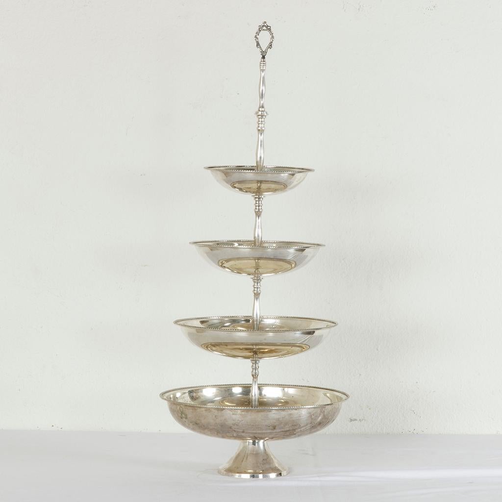 20th Century Midcentury French Silver Plate Four-Tiered Epergne, Compote, or Serving Piece