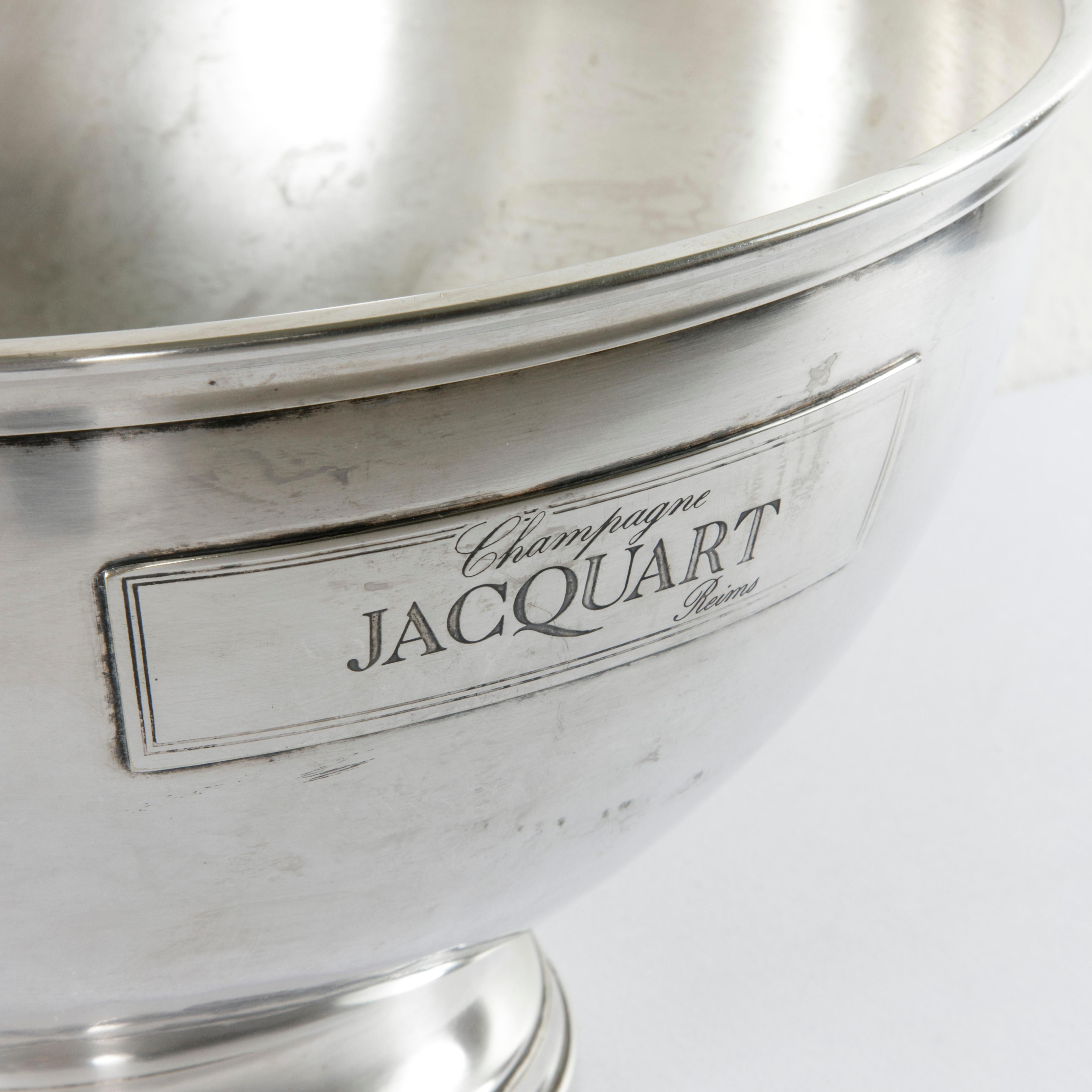Midcentury French Silver Plate Jacquart Hotel Champagne Bucket for Four Bottles 3