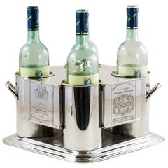 Used Midcentury French Silver Wine Chiller with Engraved Wine Labels, 1966