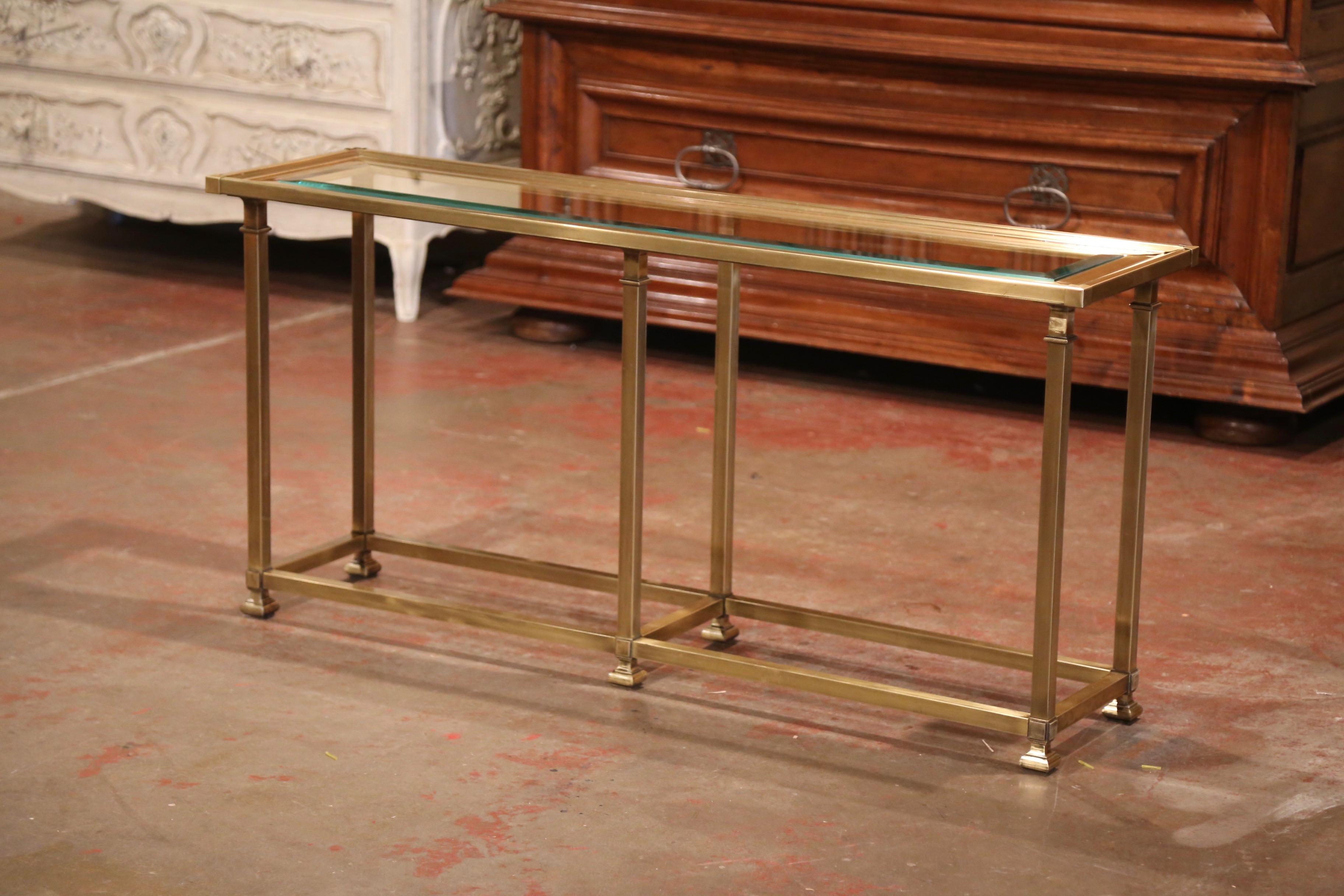 brass leg console table