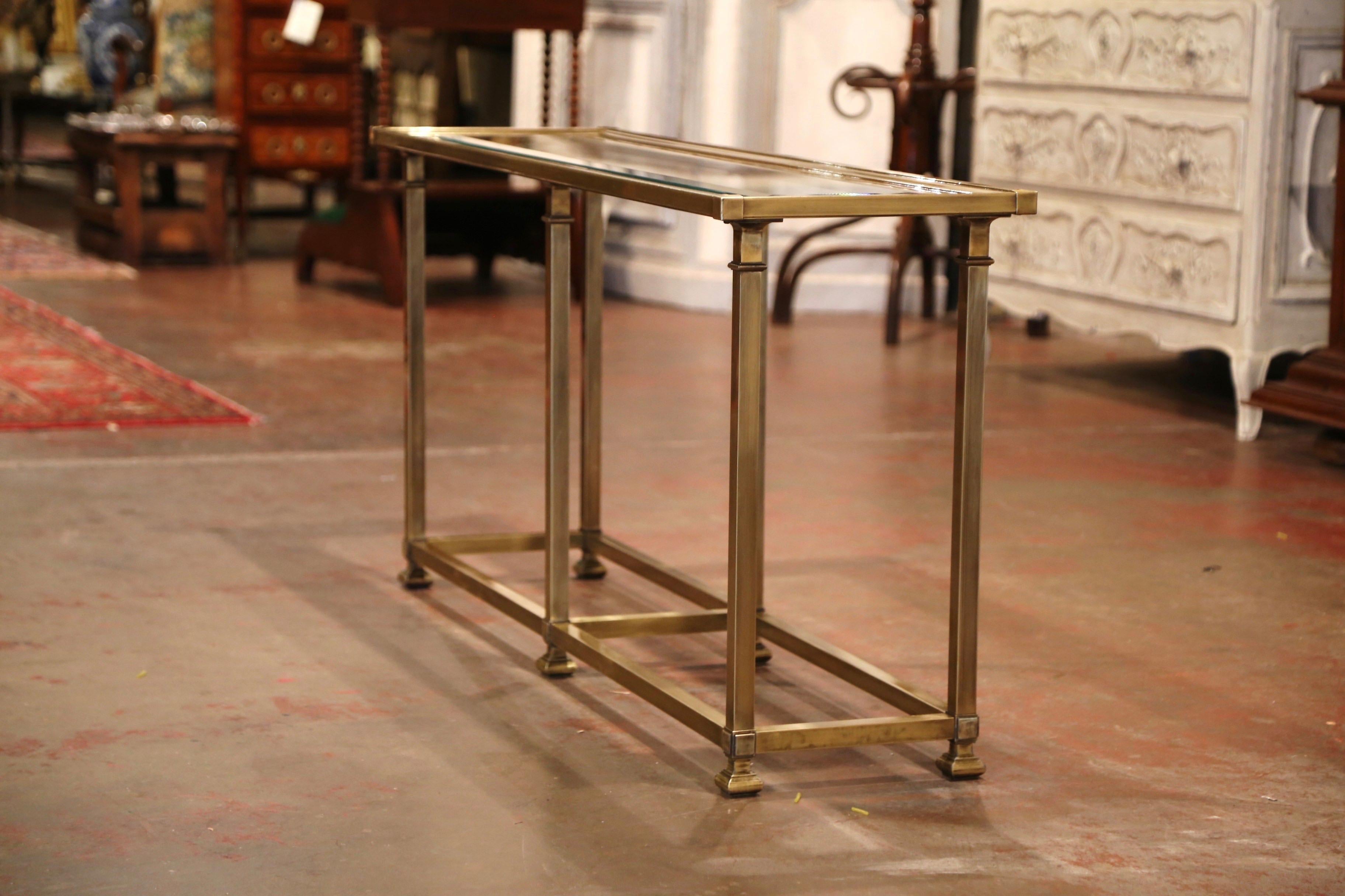 console table with brass legs