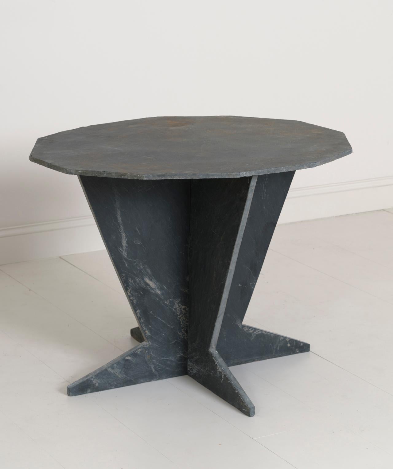 Midcentury French Slate Center Table from Trelaze In Excellent Condition In Wichita, KS