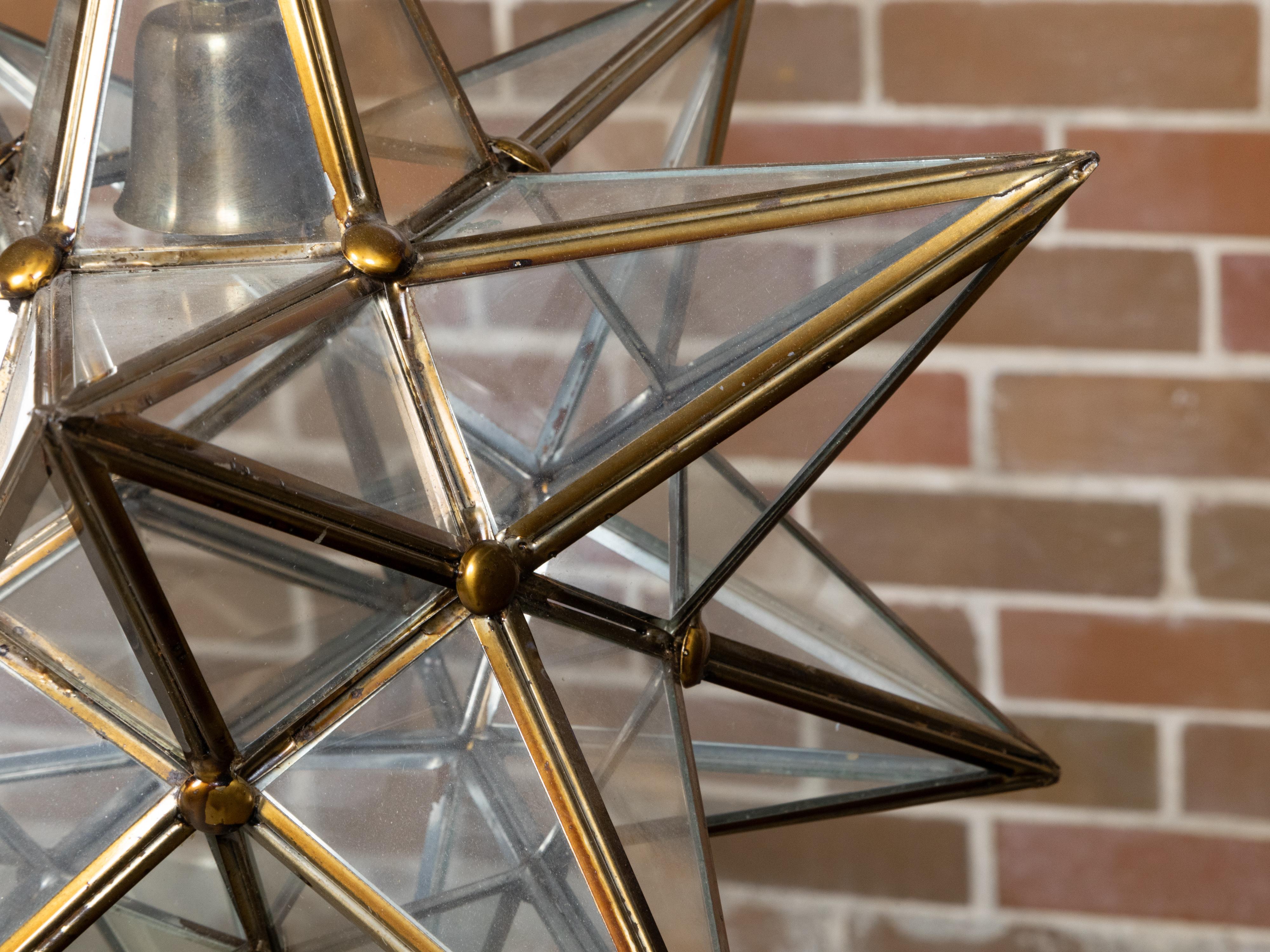 Französischer Stern aus Glas und Metall aus der Mitte des Jahrhunderts mit einer Steckdose im Angebot 7