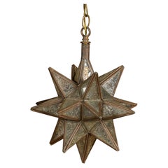 Midcentury French Star Light Fixture with Textured Glass and Single Socket