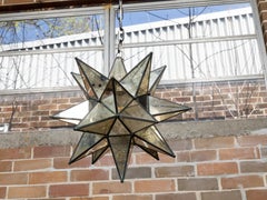 Midcentury French Star Shaped Light Fixture with Mirrored Panels, USA Wired