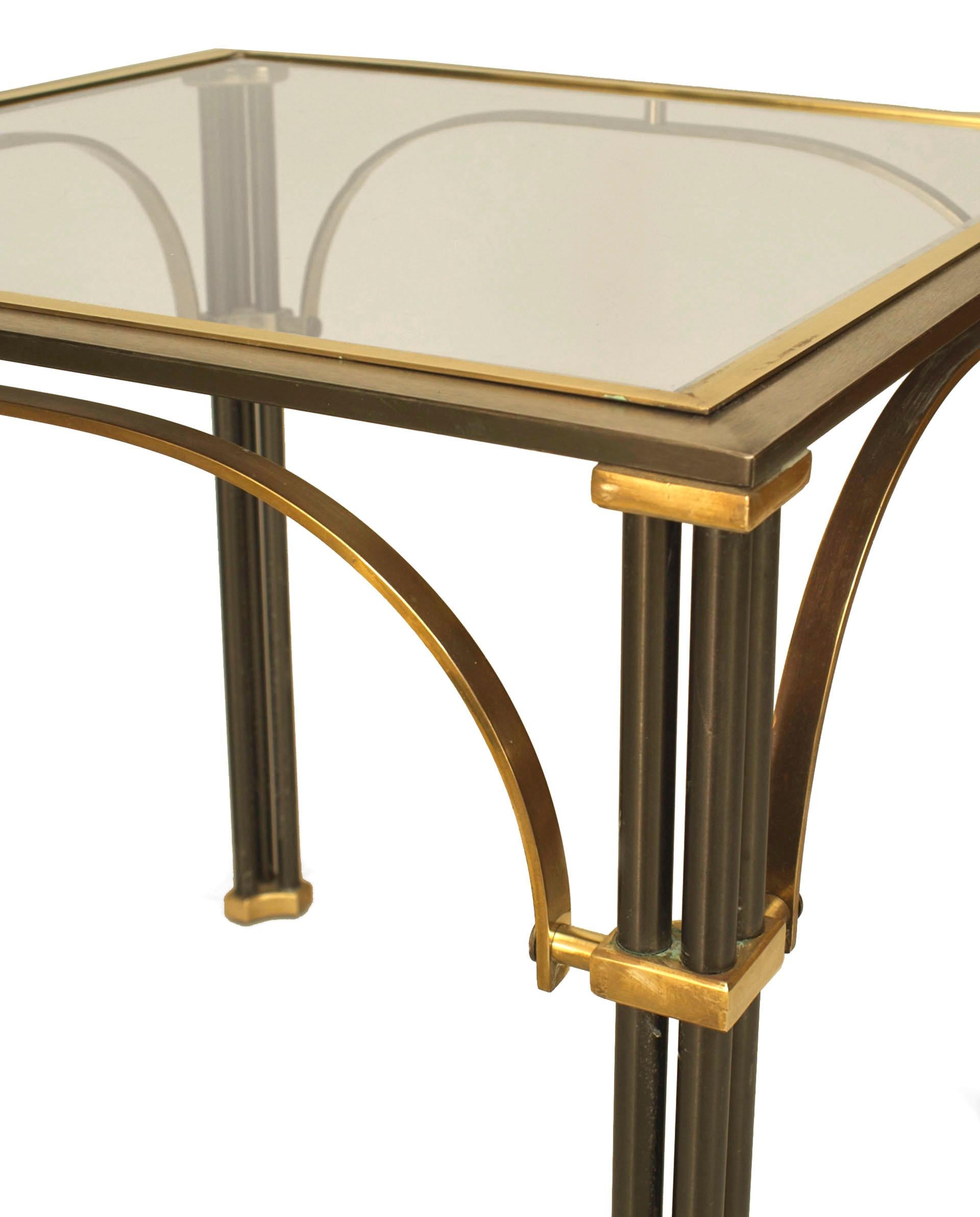 French Mid-Century Steel and Glass End Tables In Good Condition For Sale In New York, NY