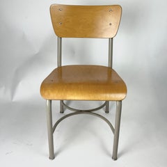 Midcentury French Style Grey & Birch Plywood School or Cafe Chairs -35 Available