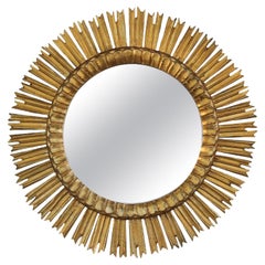 Midcentury French Sunburst Mirror with Original Mirror Glass