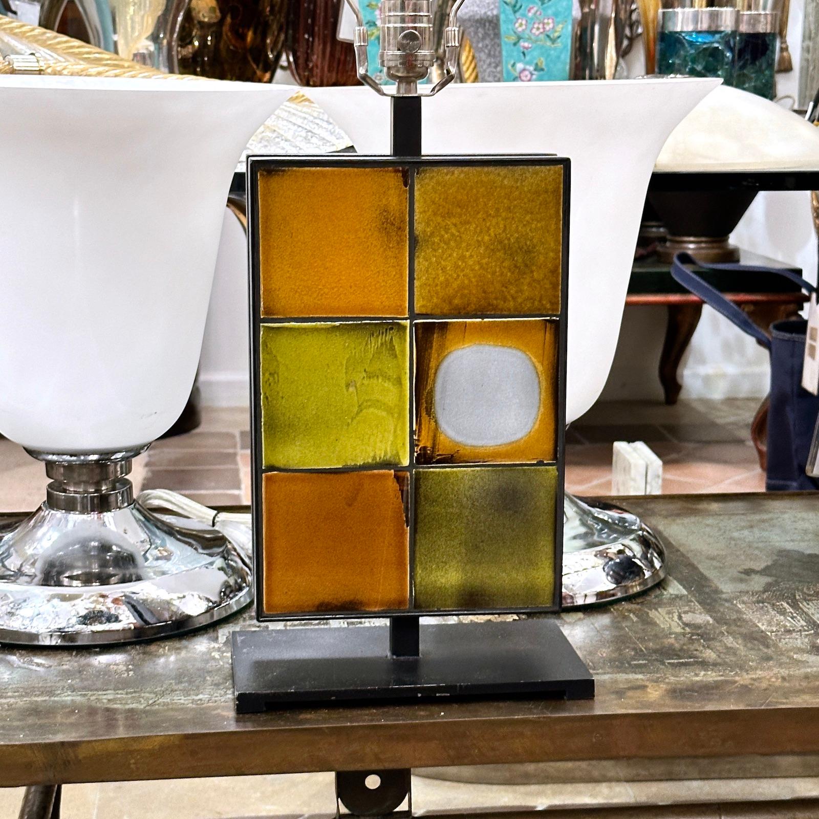 Metal Midcentury French Tile Lamp For Sale