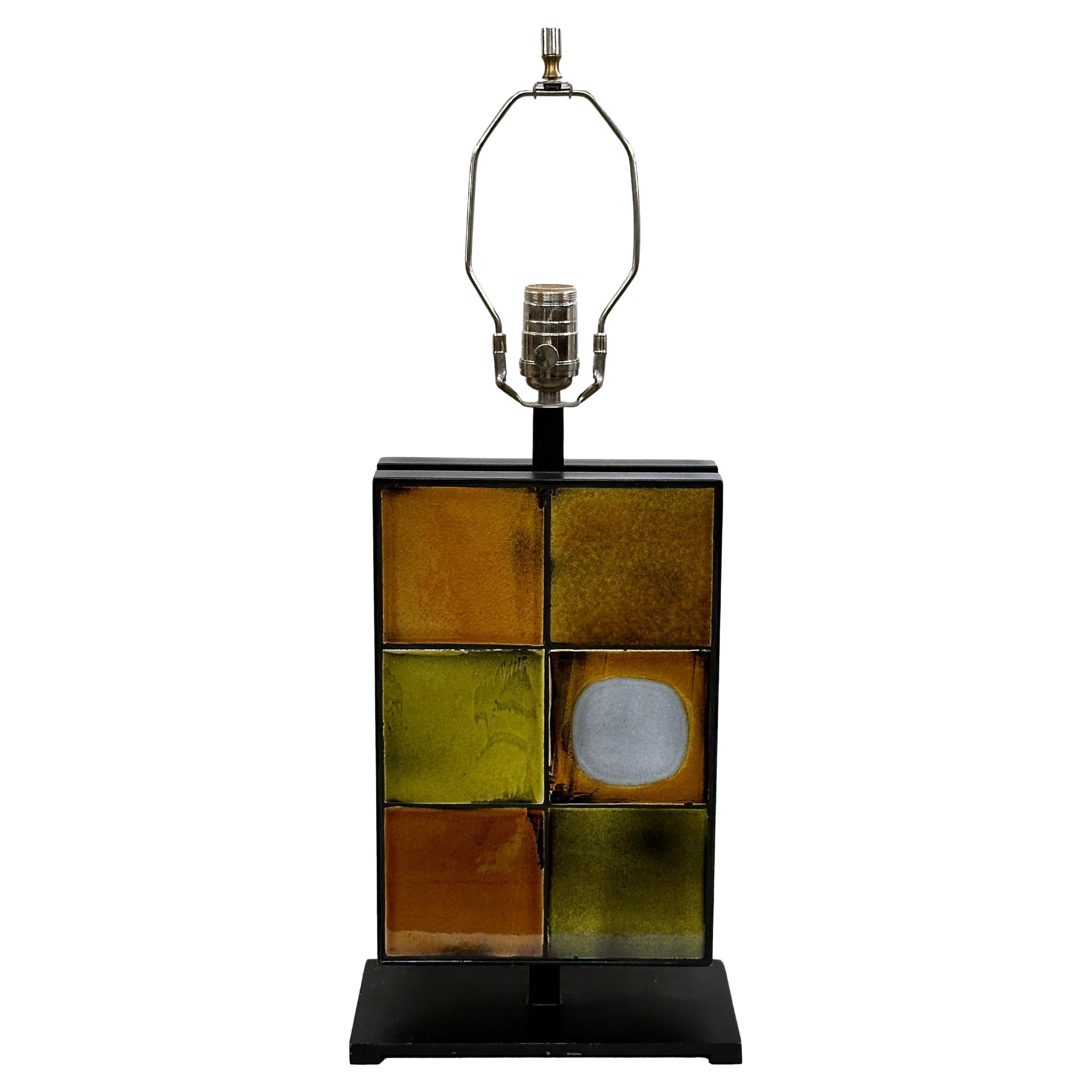 Midcentury French Tile Lamp For Sale