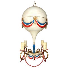 Midcentury French Tole Hot Air Balloon Chandelier