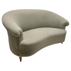 Midcentury French Two Seat Curved Sofa