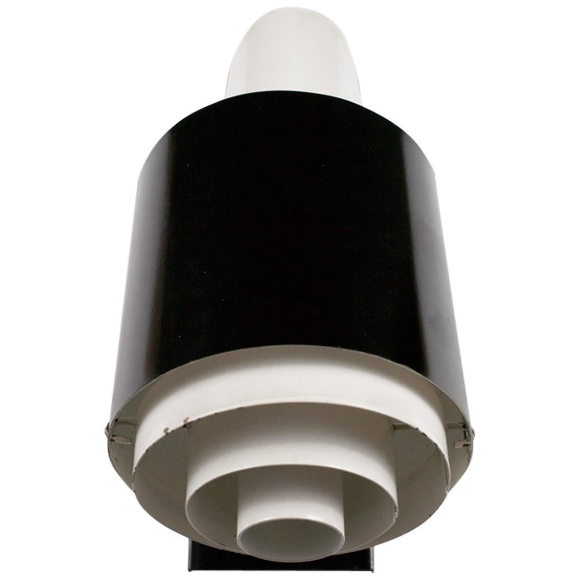 Midcentury French Wall Lamp Jackfluor by Novalux, Black and White Metal, 1950s For Sale
