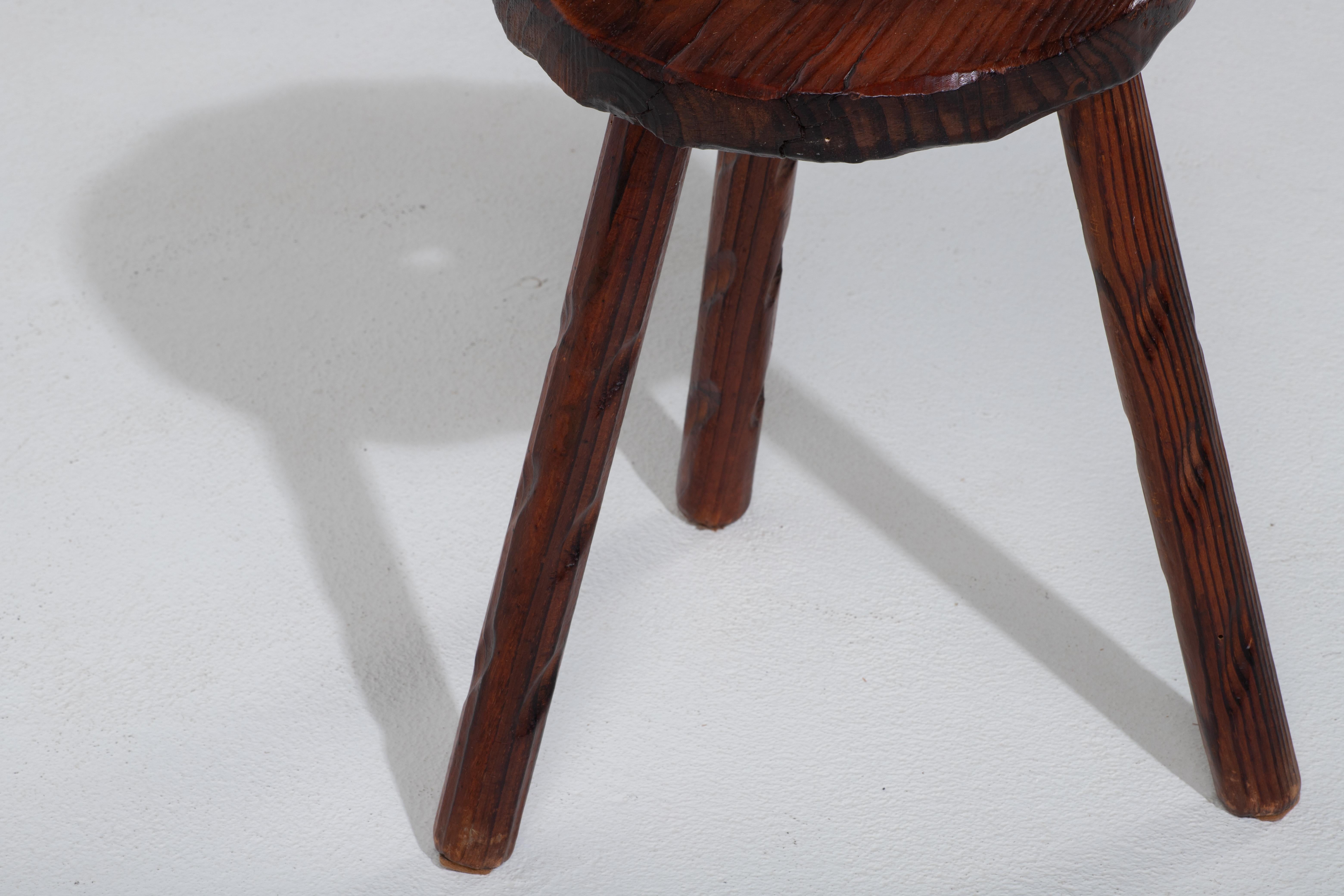 Midcentury French Walnut Stool, Jean Touret-Inspired, 1960s (Moderne der Mitte des Jahrhunderts) im Angebot