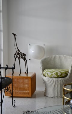 Midcentury French Woven Rattan Tub Chair