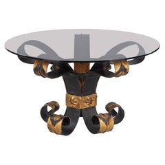 Midcentury French Wrought Iron and Glass Coffee Table, 1960s