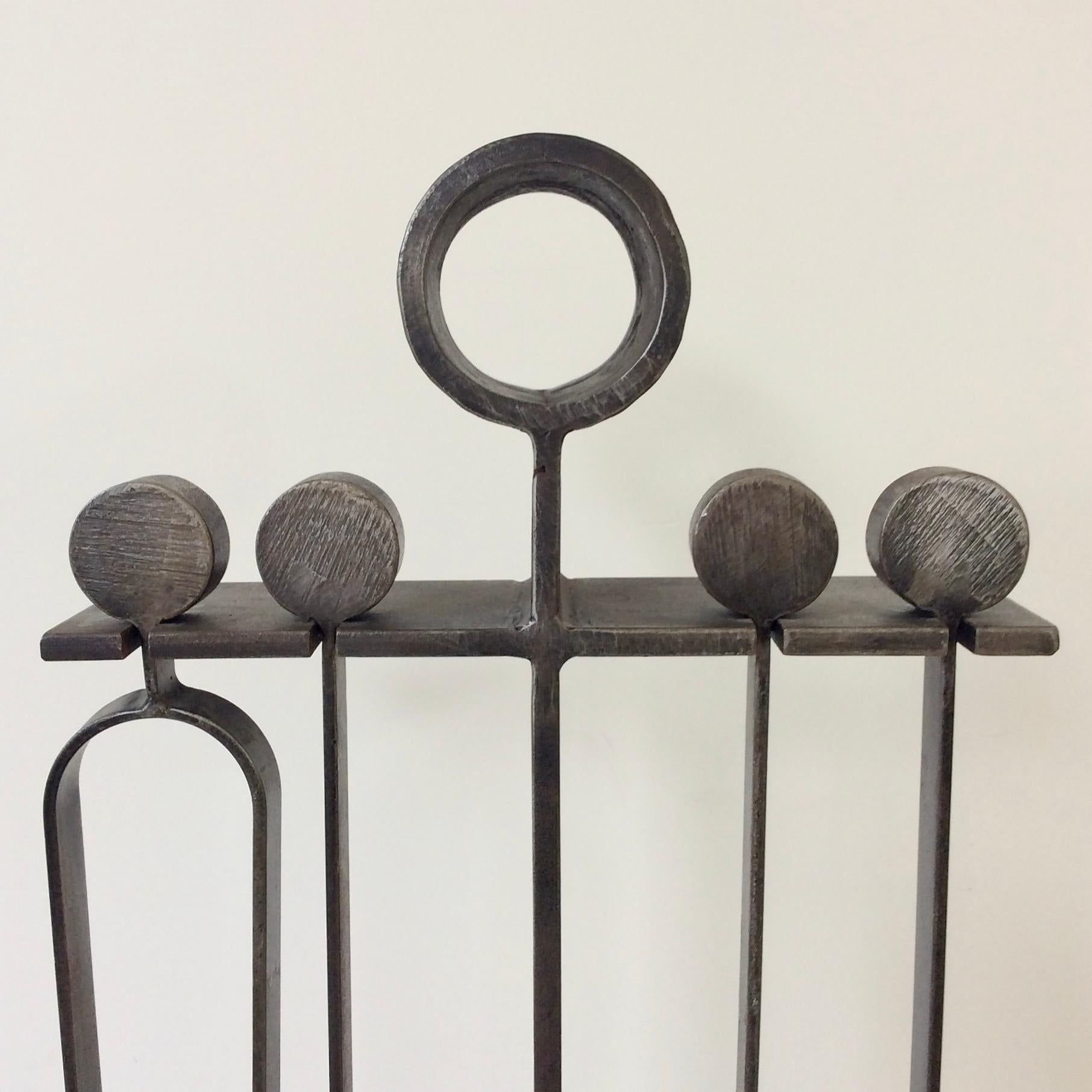 Midcentury French Wrought Iron Fireplace Tools, circa 1960 1