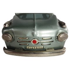 Midcentury Friction Tin Litho Soft Top Toy Car Fiat 600 by Bandai Japan