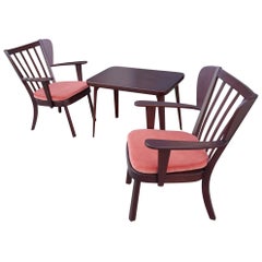 Midcentury Fritz Hansen Side Chairs and Side Table