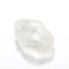 MidCentury Frosted Glass Sleeping Beauty Sculptural Nude Dish Signed R Lalique