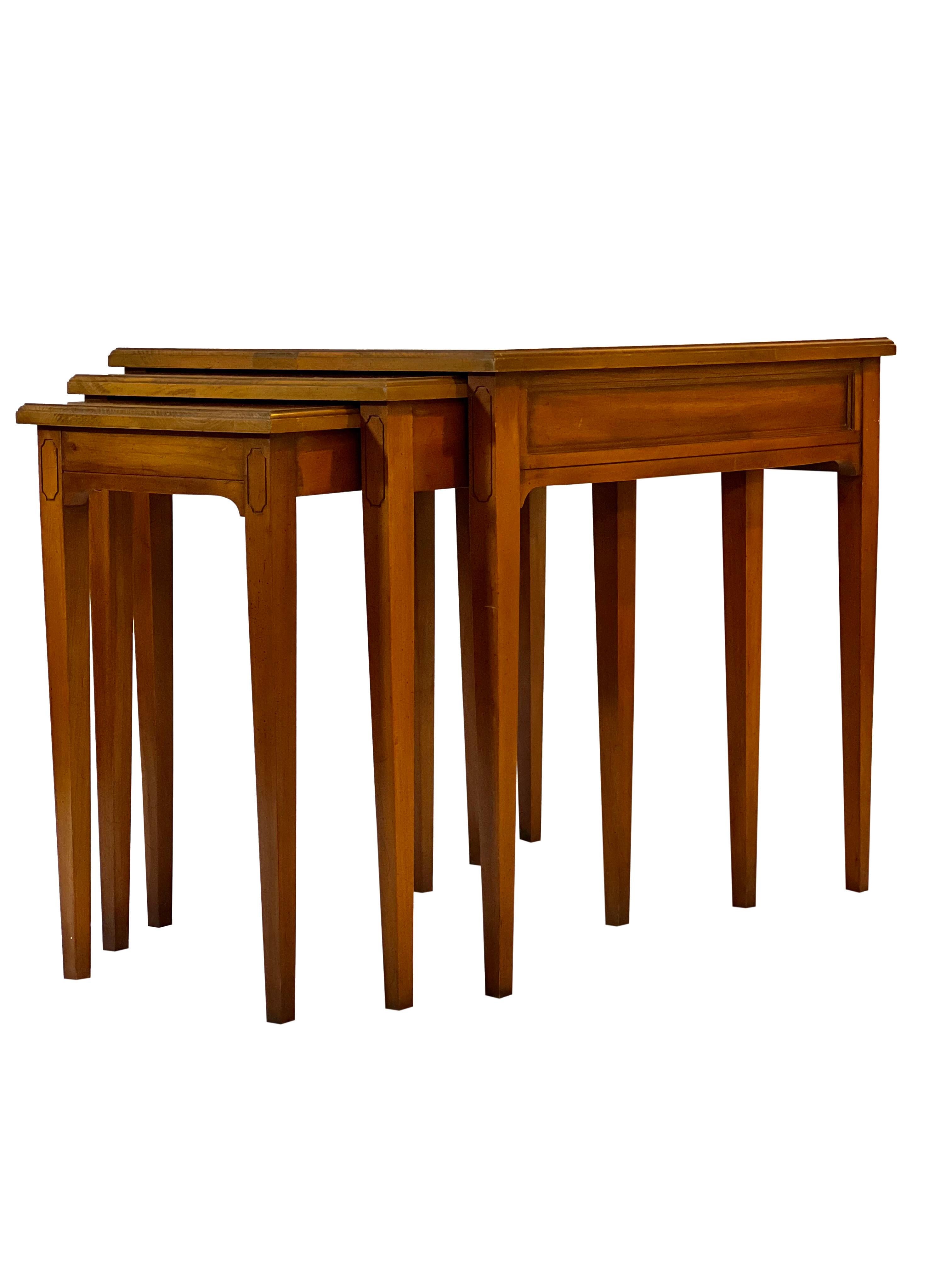 Midcentury Fruitwood Nesting Tables by Heritage, Set of 3 For Sale 7