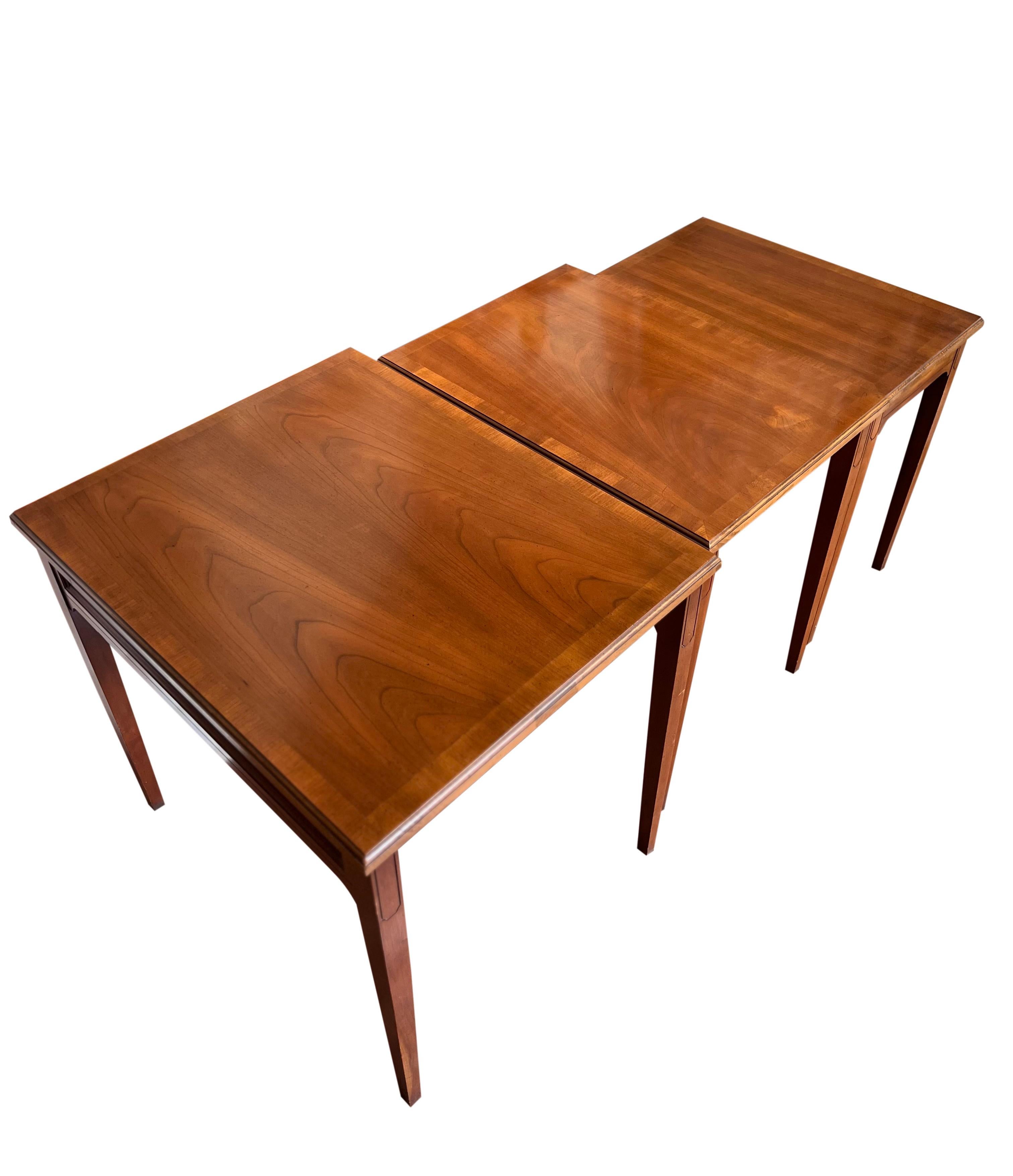 Midcentury Fruitwood Nesting Tables by Heritage, Set of 3 For Sale 1