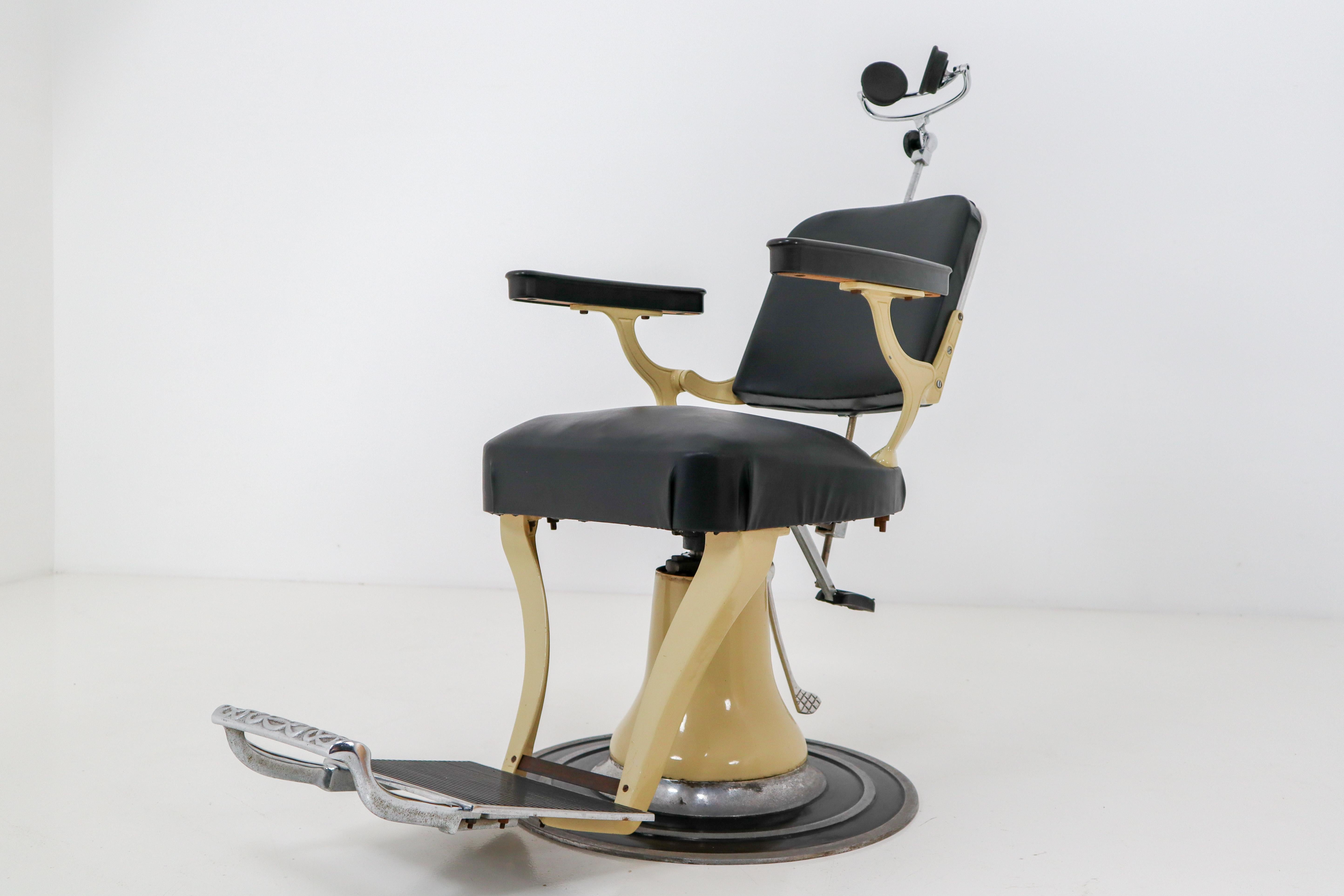 Midcentury Full, Functional Barber, Dentist Chair from the 1930s, France 3