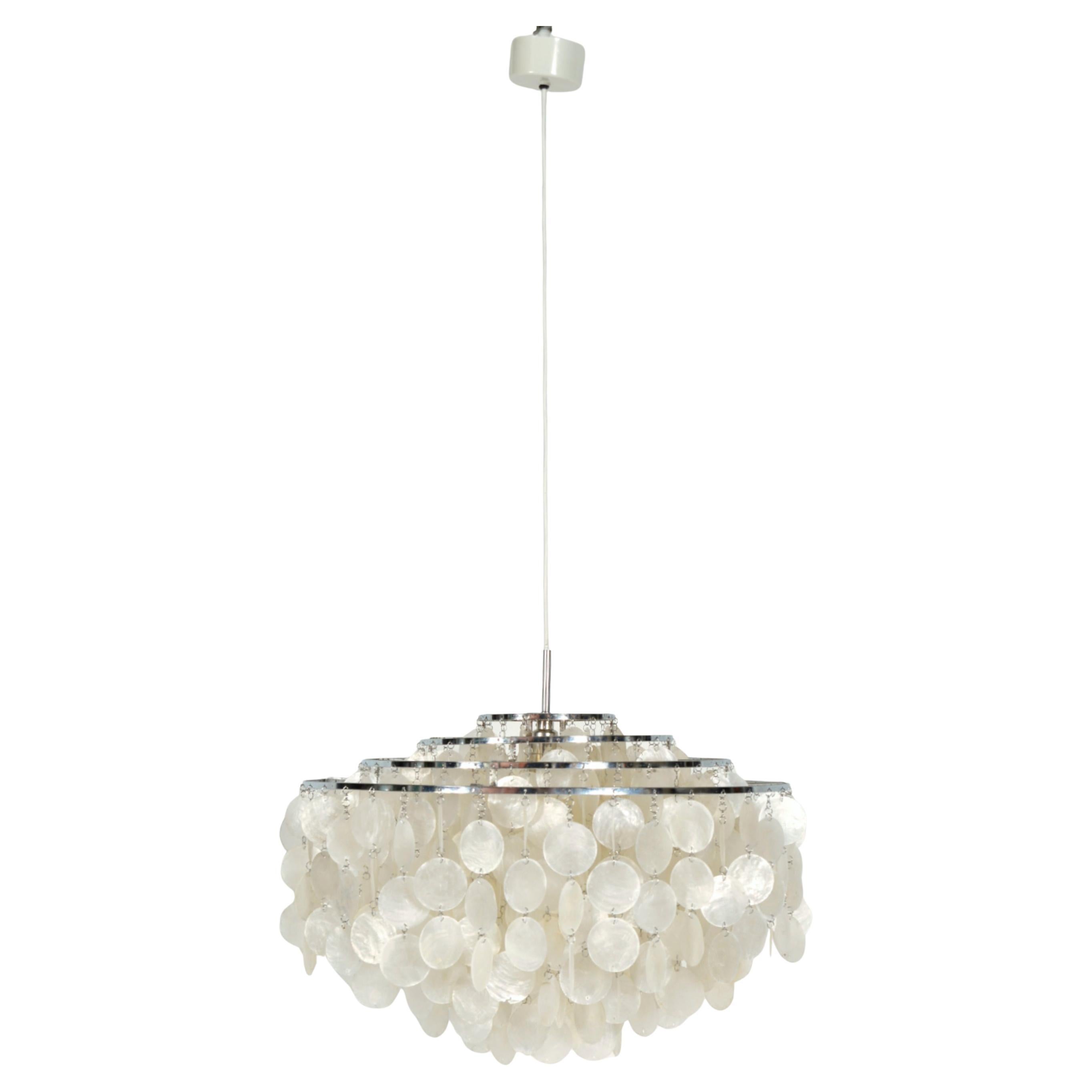 Mediados de siglo FUN 10DM Light Verner Panton Shell Chandelier Pendant for J. Luber Ag en venta