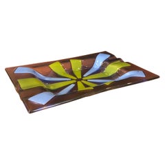 Midcentury Fused Art Glass Ashtray by Higgins