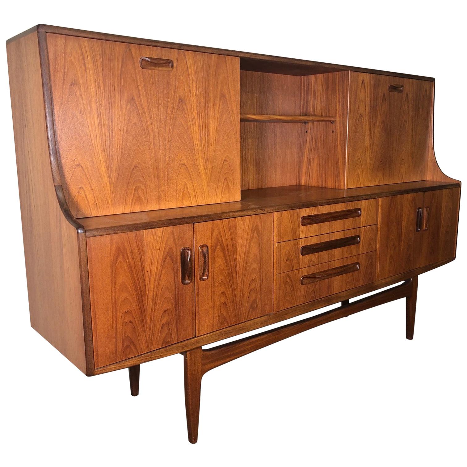Midcentury G Plan Teak Highboard Credenza with Secretary or Bar For Sale