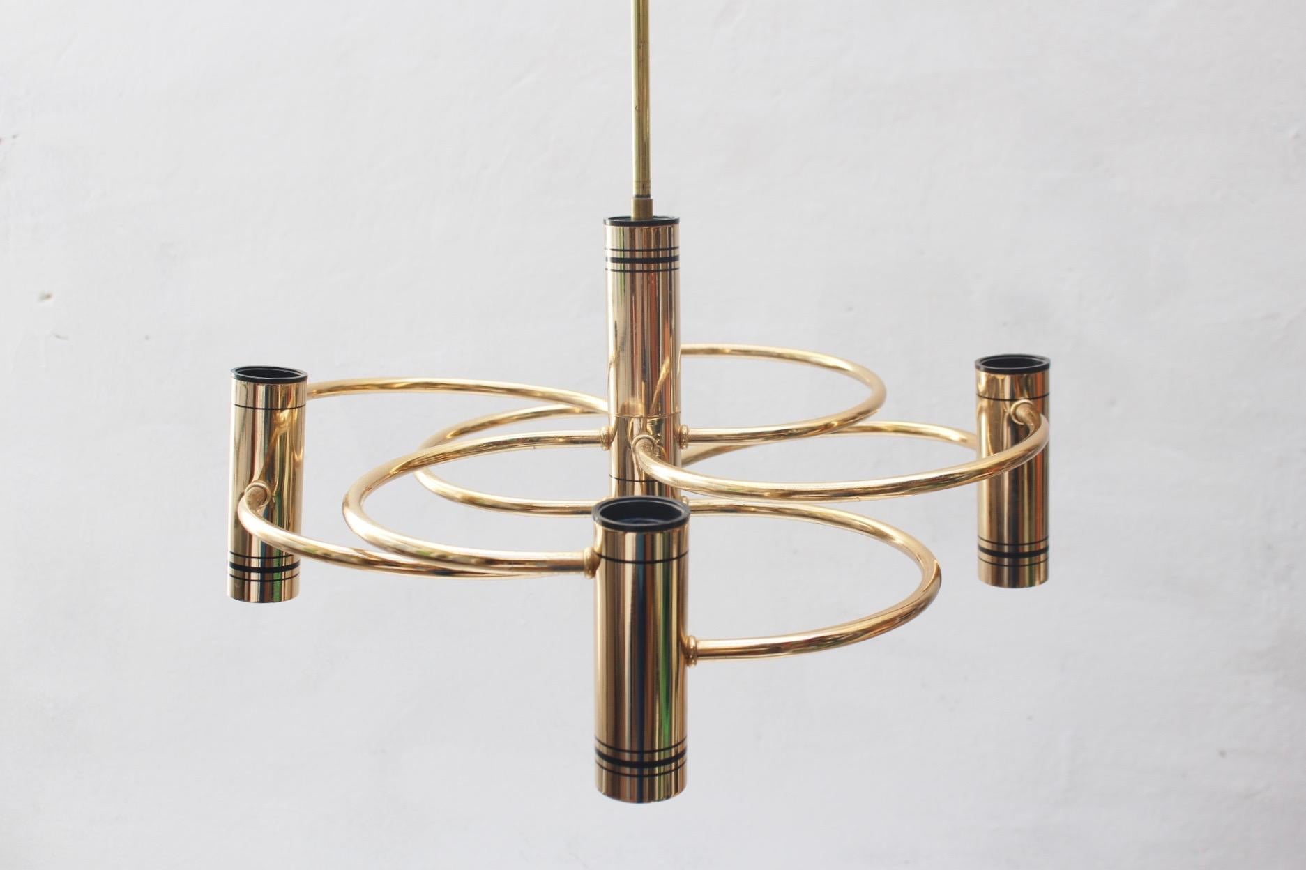 Italian Midcentury Gaetano Sciolari Leola Series  5 Lights Small Chandelier, 1970s For Sale