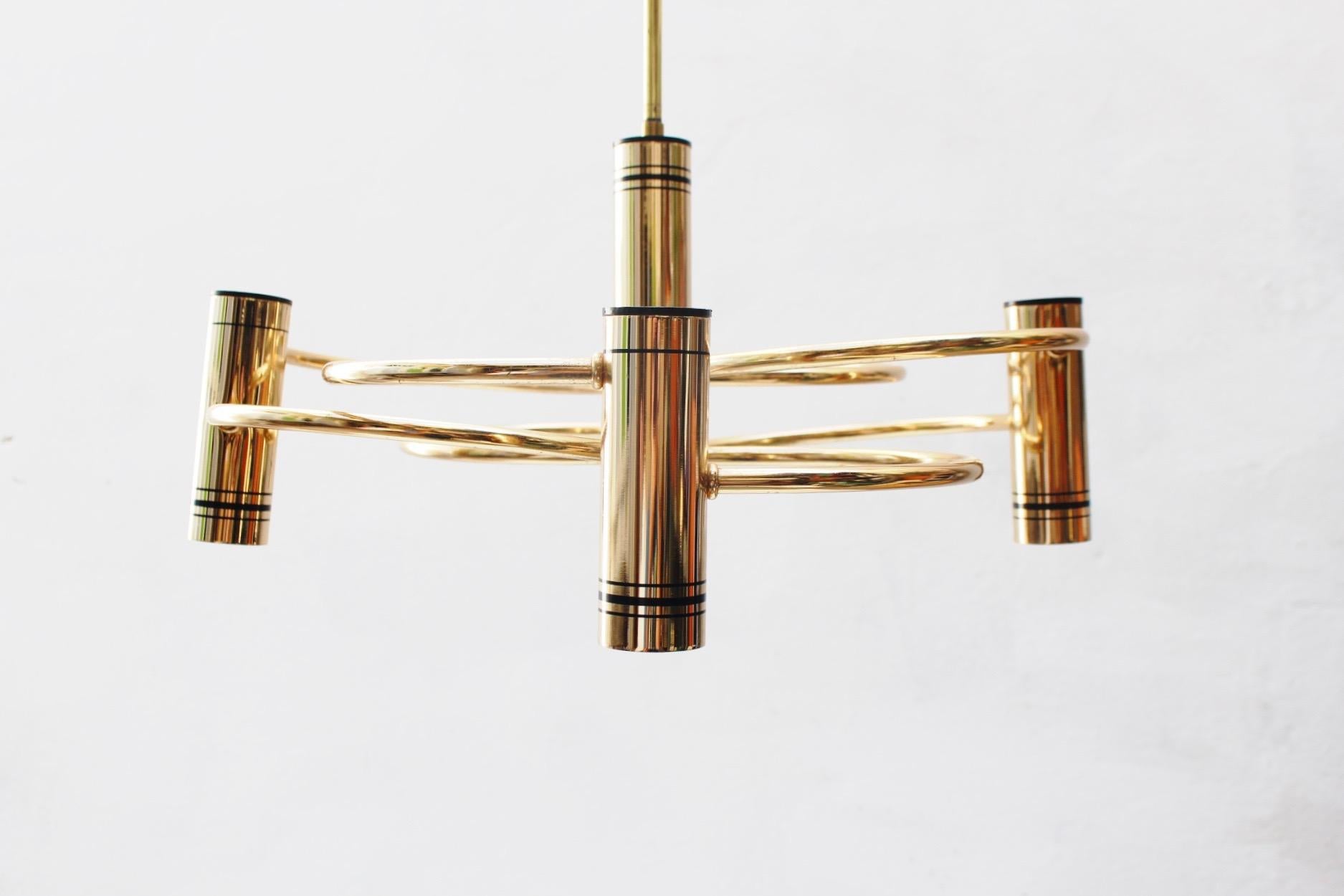 Late 20th Century Midcentury Gaetano Sciolari Leola Series  5 Lights Small Chandelier, 1970s For Sale