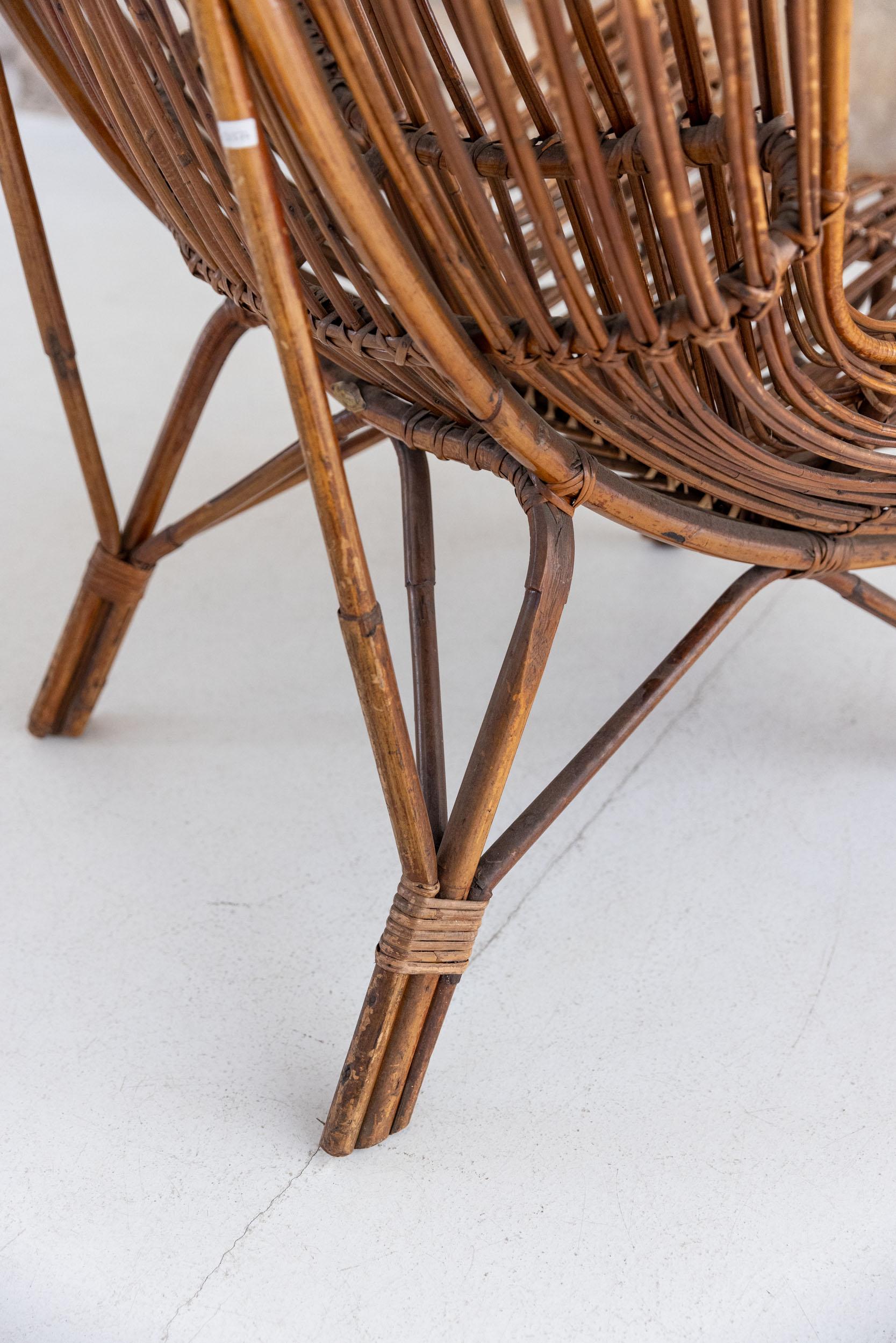 Bamboo Midcentury Gala armchair by Franco Albini for Bonacina, 1951 