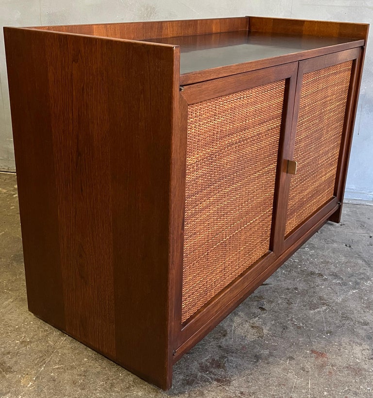 Midcentury Gallery Top Cane Door Credenza Jack Cartwright For Founders