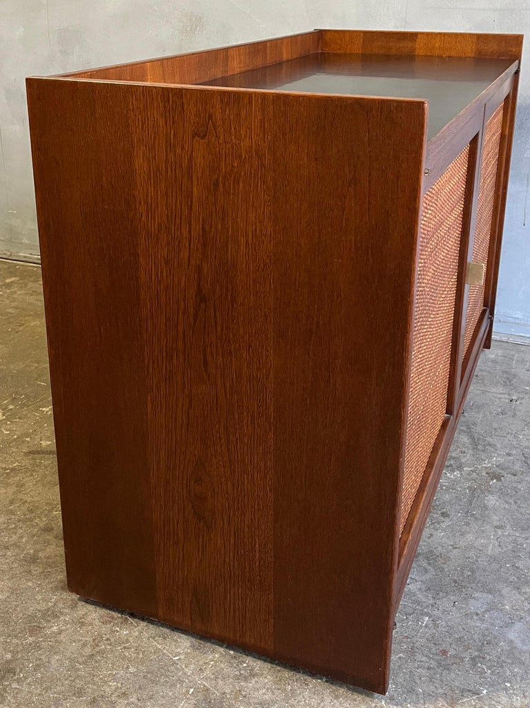 Midcentury Gallery Top Cane Door Credenza Jack Cartwright For Founders