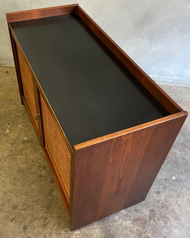 Midcentury Gallery Top Cane Door Credenza Jack Cartwright For Founders