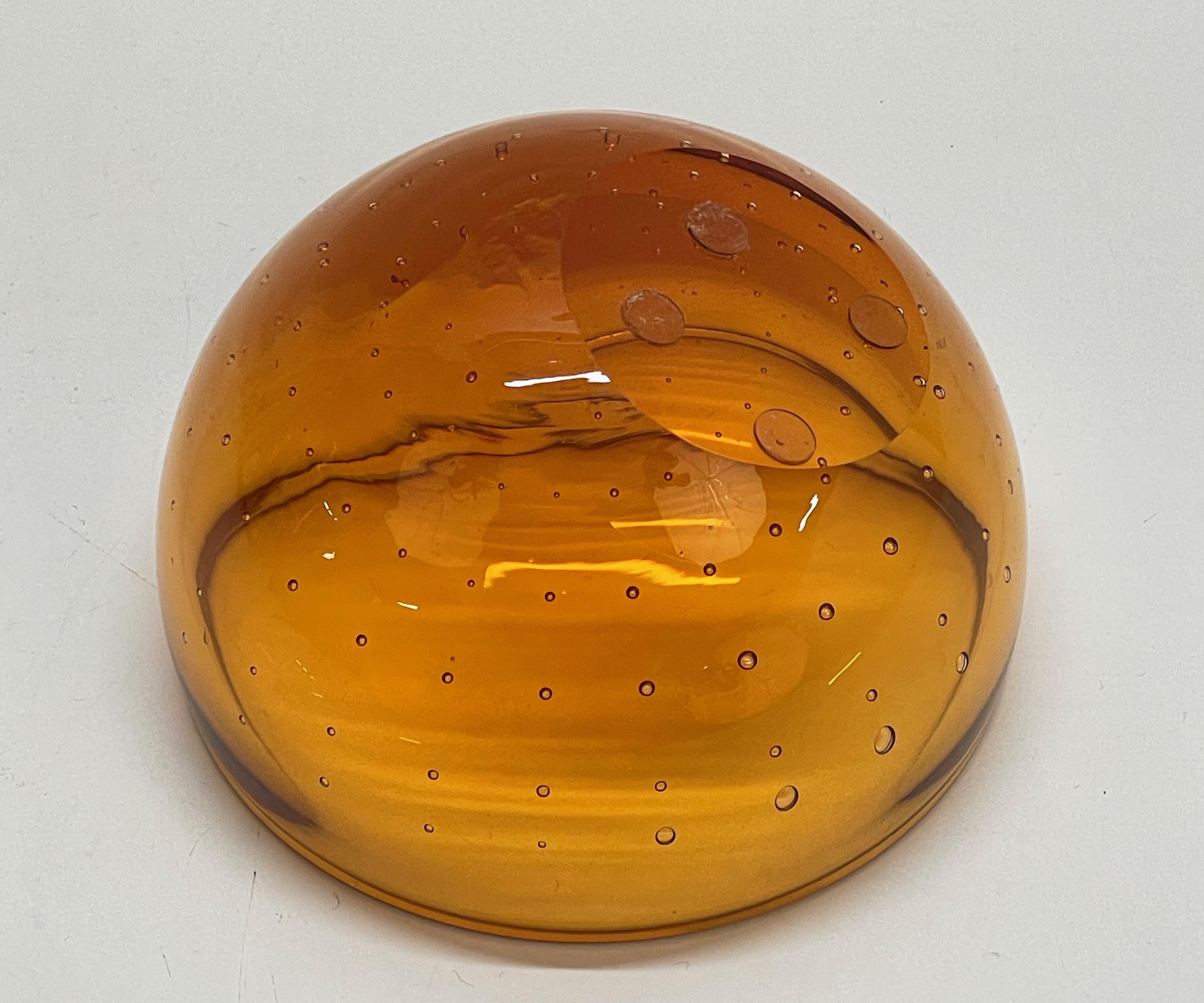 Mid-Century Galliano Ferro Amber Murano Glass Bullicante Decorative Bowl, 1960s For Sale 11