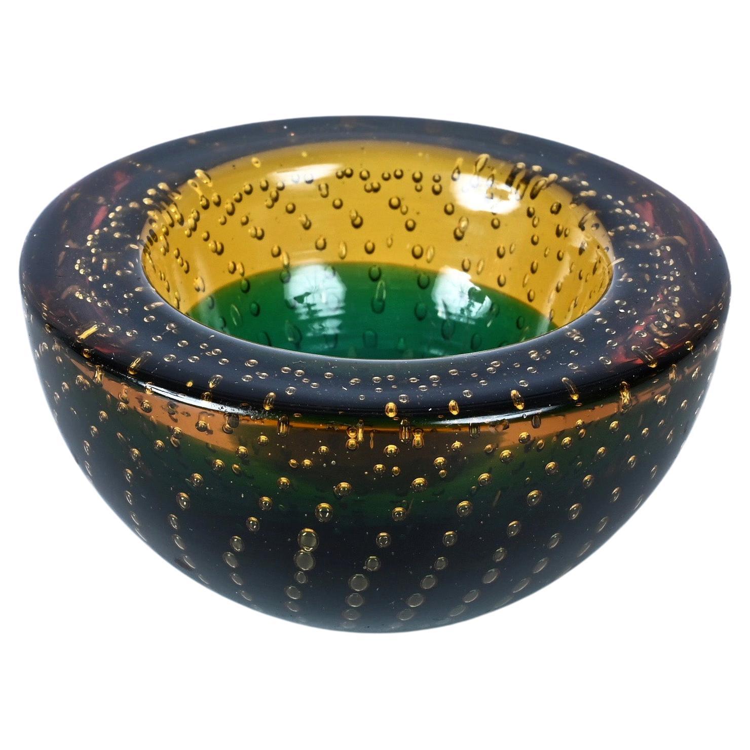 Mid-Century Galliano Ferro Multicolor Murano Art Glass Bullicante Bowl, 1960s