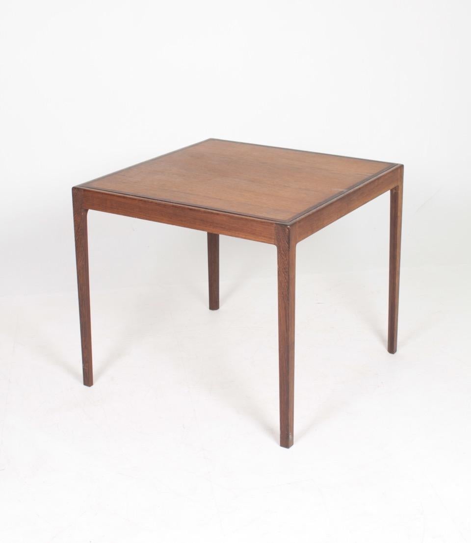 Mid-20th Century Midcentury Game Table in Wenge and Patinated Leather by Pontoppidan, 1950s