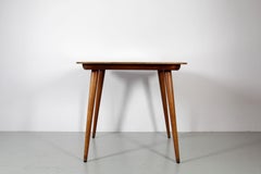 Wooden Midcentury Gaming Table with Green Two-Tone Glass Top