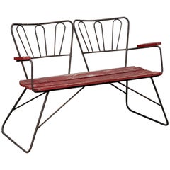 Midcentury Garden Steel Bench Settee