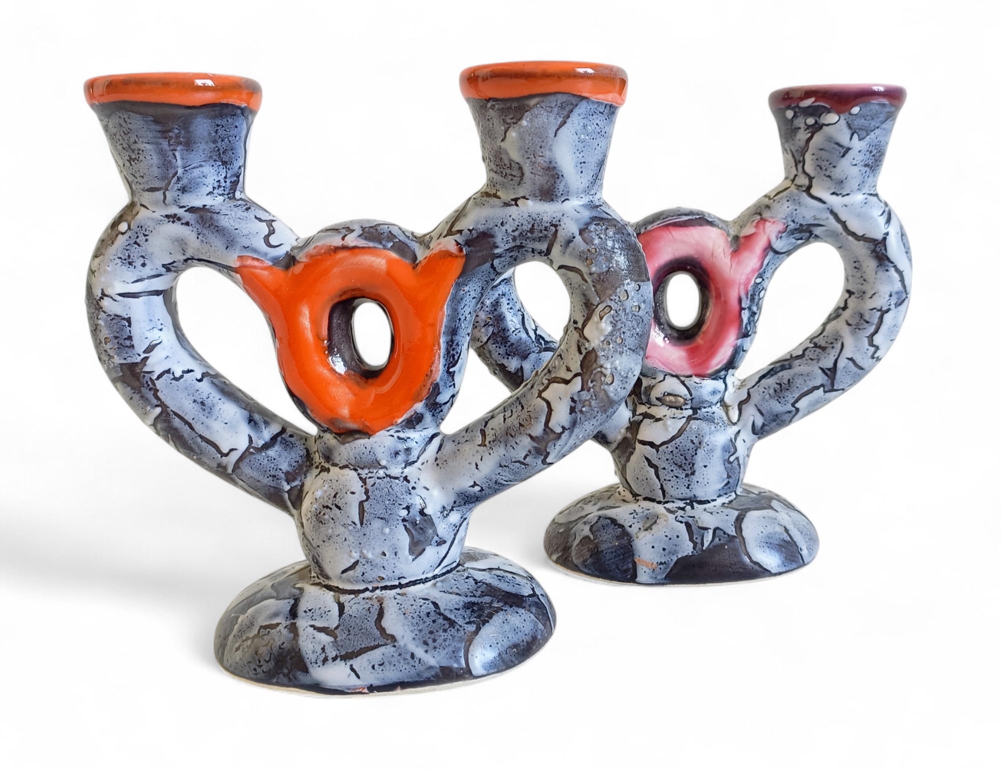 Midcentury Gaudí Style Vallauris Signed Ceramic Candelabra, France, 1950s (Französisch) im Angebot