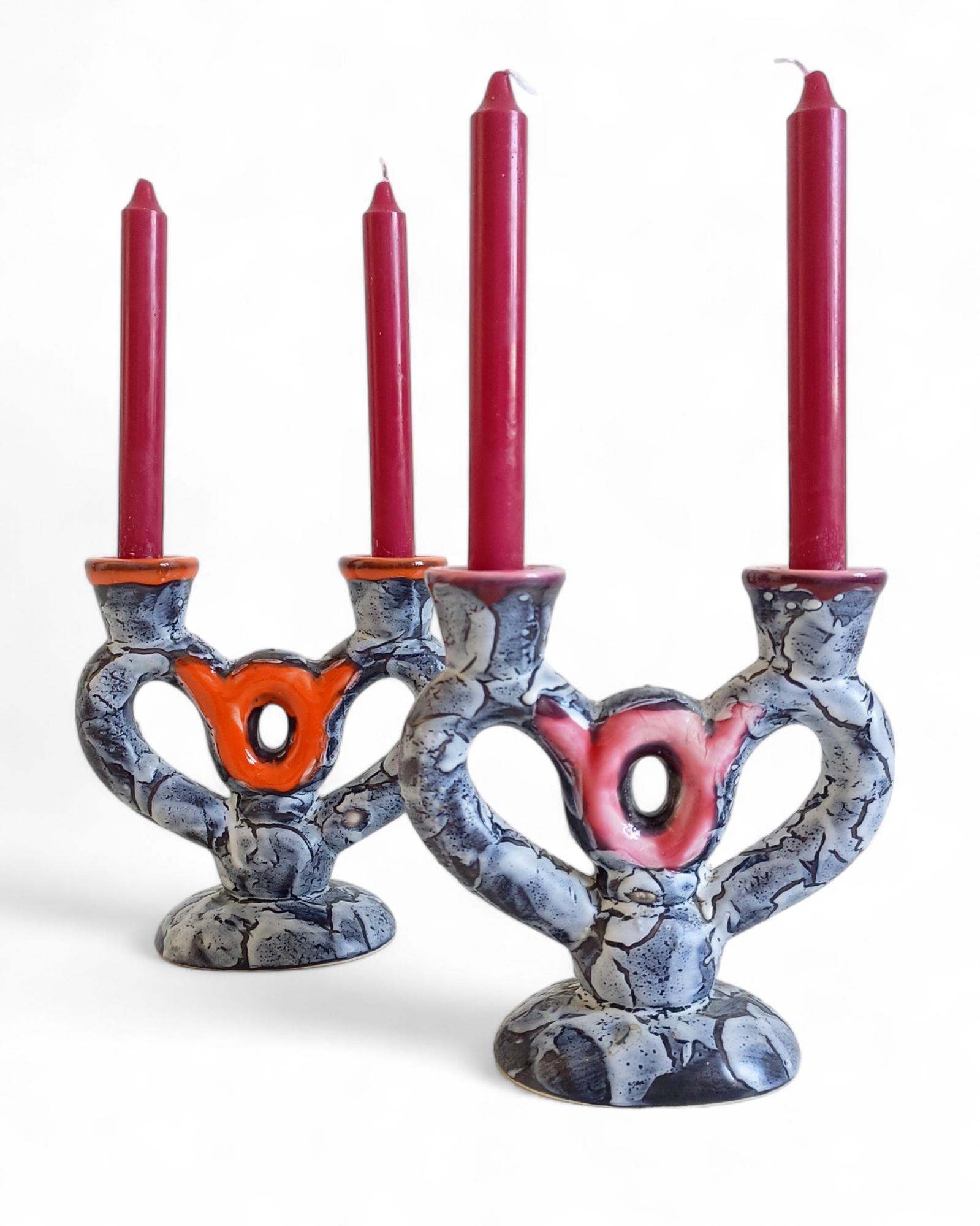 Midcentury Gaudí Style Vallauris Signed Ceramic Candelabra, France, 1950s (Mitte des 20. Jahrhunderts) im Angebot