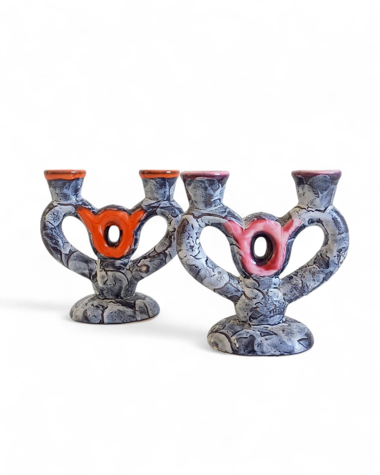 Midcentury Gaudí Style Vallauris Signed Ceramic Candelabra, France, 1950s (Keramik) im Angebot