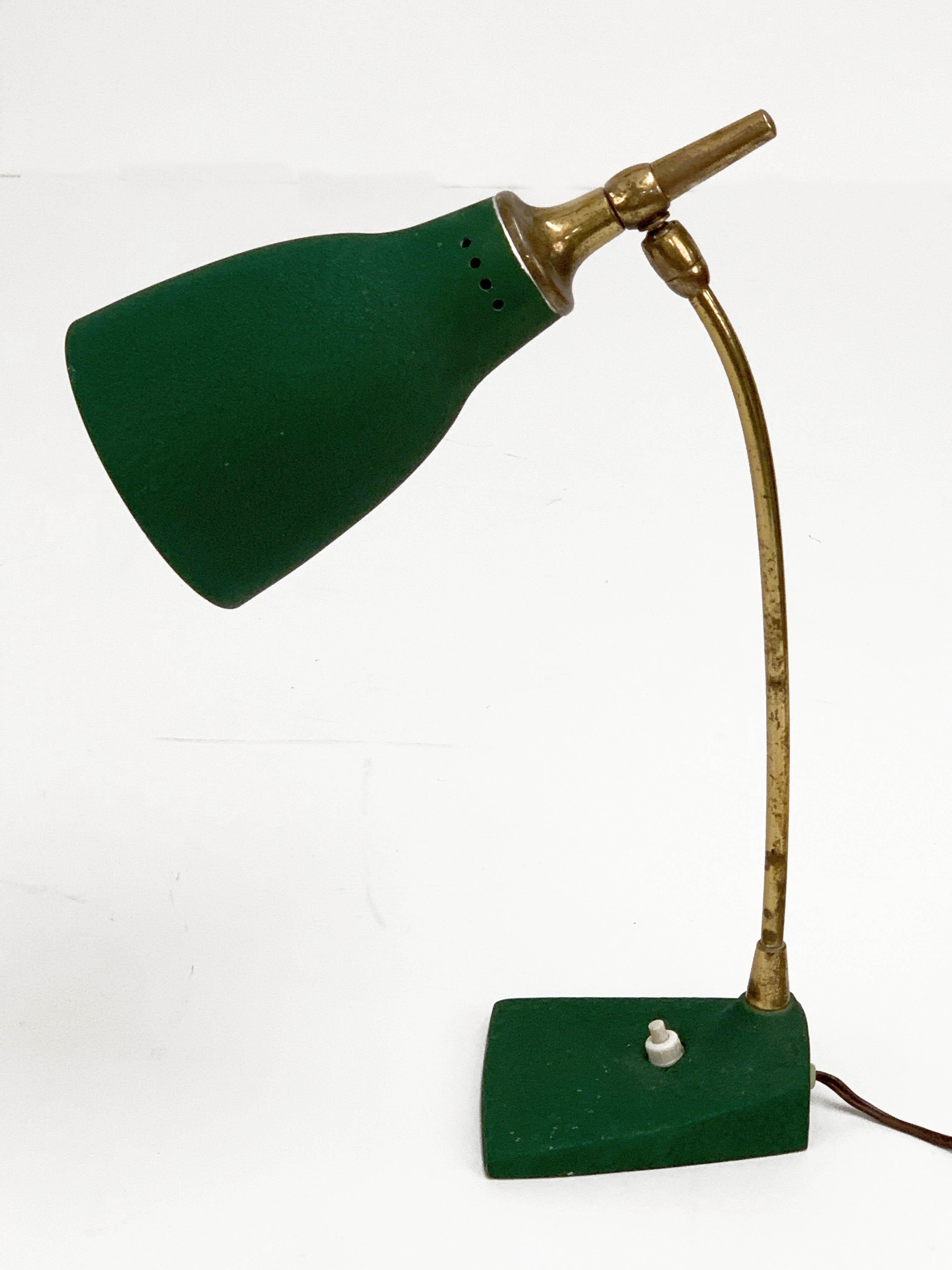 Midcentury Gebrüder Cosack Adjustable Green Brass and Cast Iron Table Lamp 1950s For Sale 4